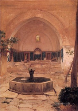 Religious Painting - Courtyard of a Mosque at Broussa 1867 Academicism Frederic Leighton Islamic